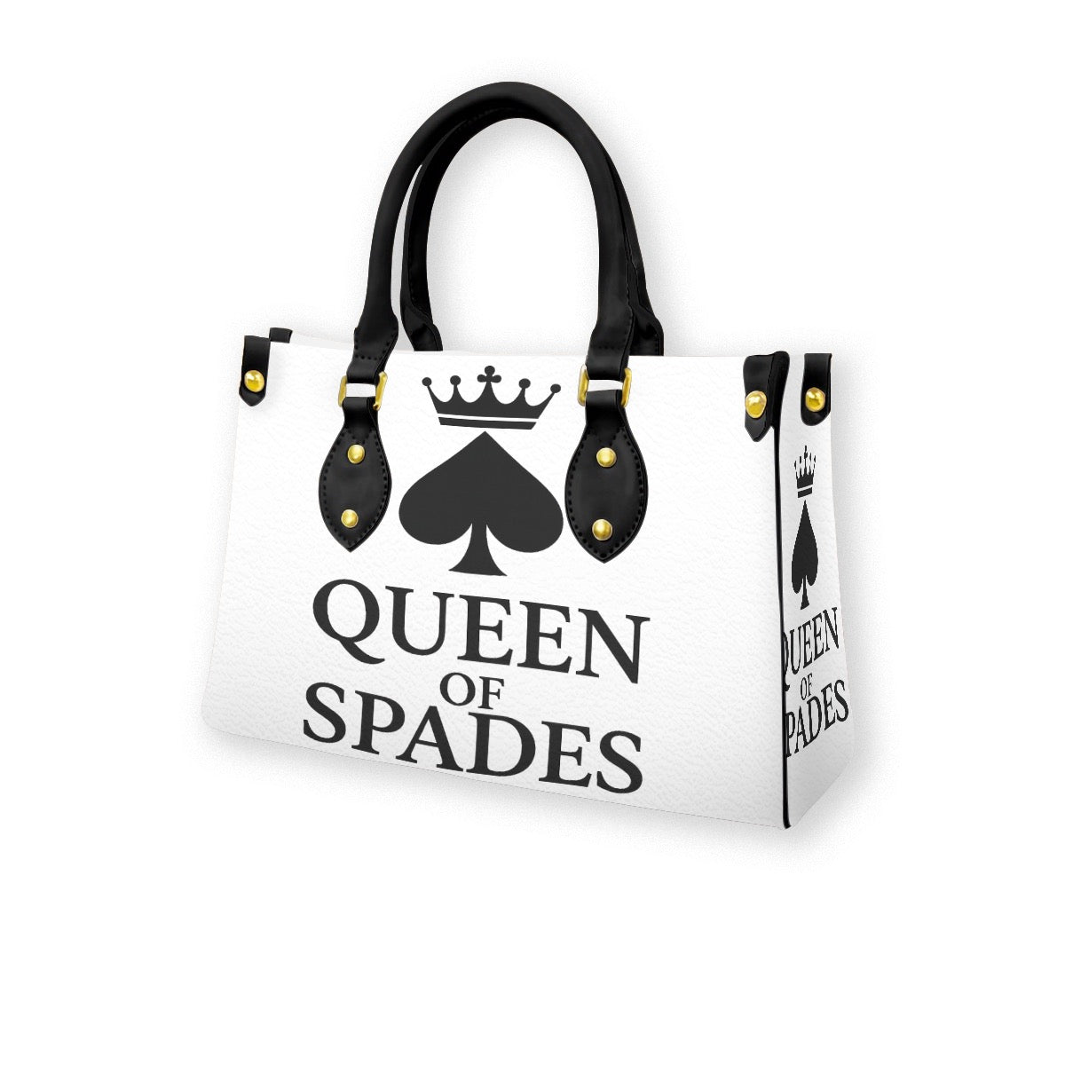 Queen of Spades Handtasche seite weiß Pik Krone schwarz
