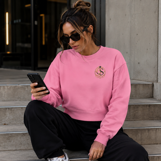 Queen of Spades Damen Sweatshirt mit grünem Rundhalsausschnitt und Pik Spade-Logo vorne