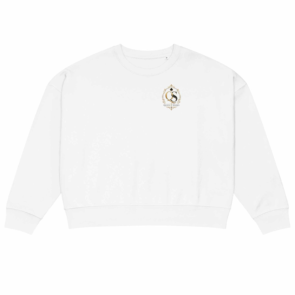Queen of Spades Damen Sweatshirt grün mit rundem Halsausschnitt und dezentem Pik-Symbol