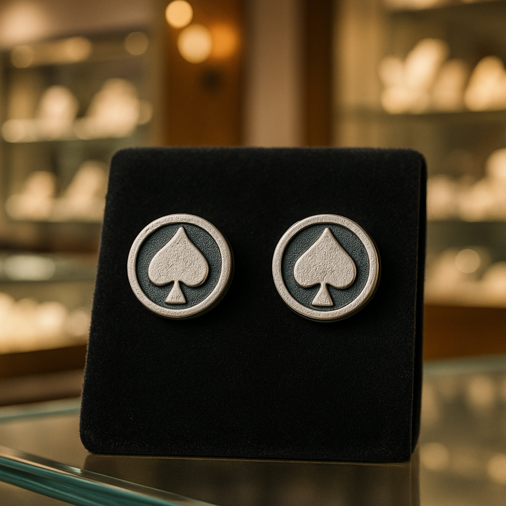 Pik Ohrstecker Silber auf schwarzem aufsteller 