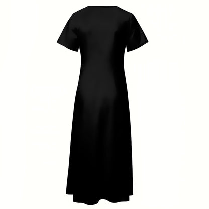 Queen of Spades Elegantes Jersey Kleid mit V Ausschnitt und Seitenschlitz