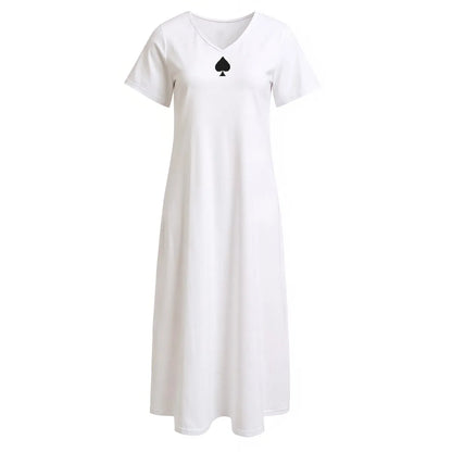 Queen of Spades Elegantes Jersey Kleid mit V Ausschnitt und Seitenschlitz