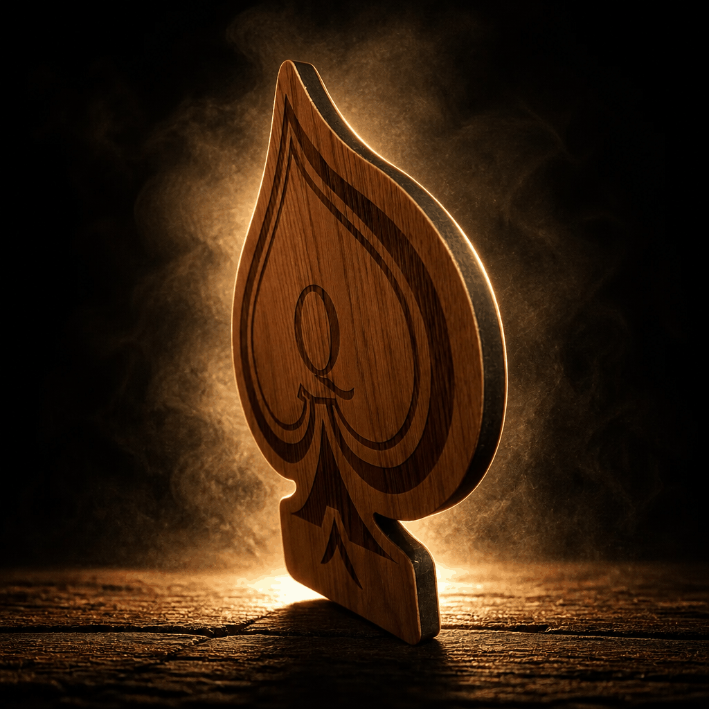 Queen of Spades Servierbrett aus Eichenholz mit schwarzer MDF-Kern und exklusiver Gravur