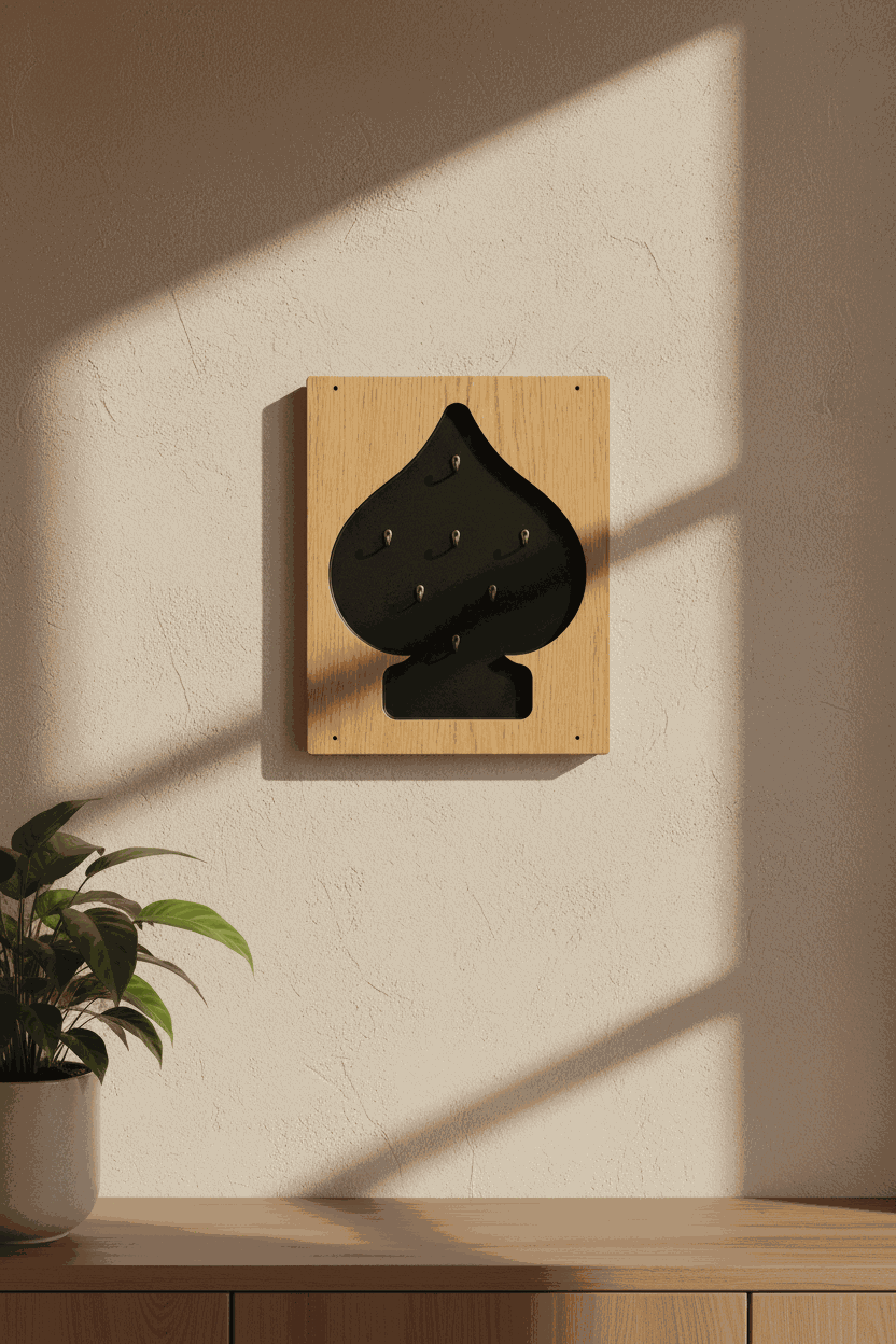 Pik Schlüsselbrett „Queen of Spades“ Eichenfurnier Holz Eleganz Accessoires