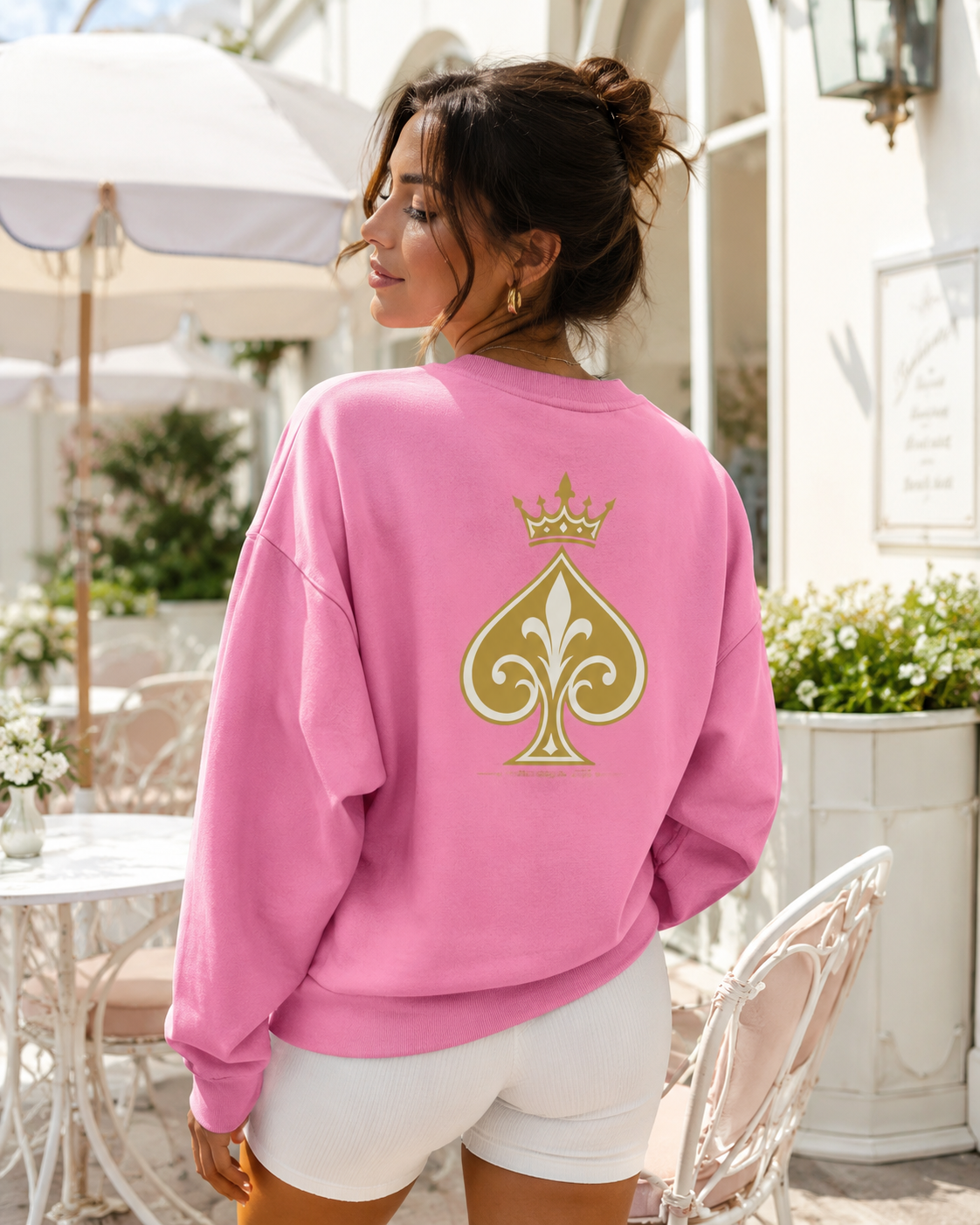Queen of Spades Damen Sweatshirt mit Pik Spade-Logo in Regular Fit aus Bio-Baumwolle