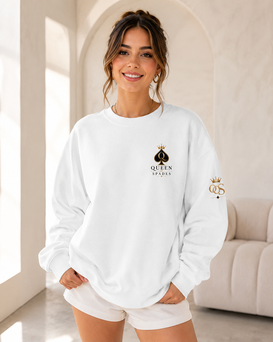 Unisex Sweatshirt Queen of Spades mit klassischem Rundhals und dezentem Spade-Logo in Indigo Blue