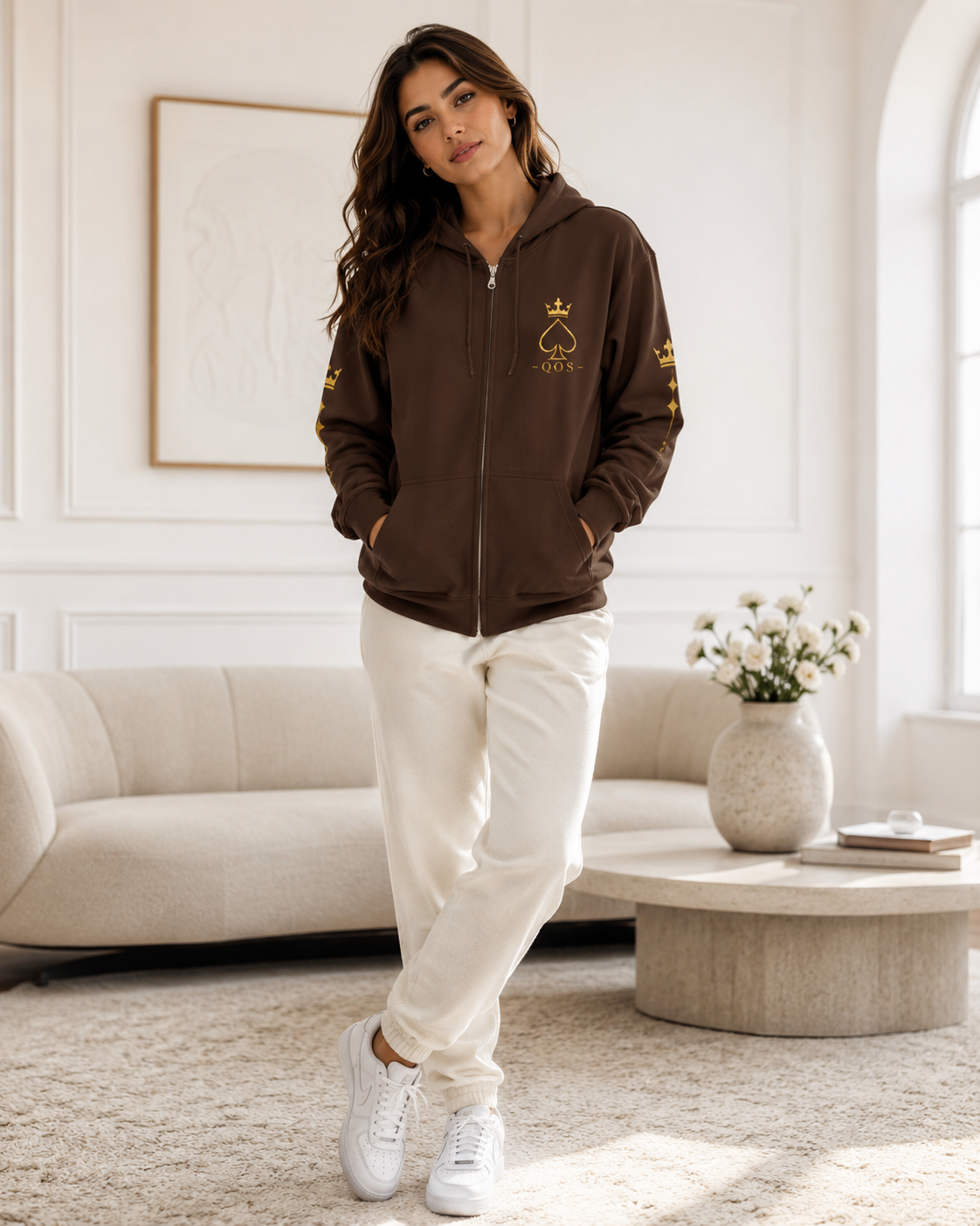 Queen of Spades Unisex Kapuzenjacke – Schwarzer QOS Hoodie mit Reißverschluss