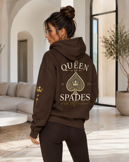 Queen of Spades Unisex Kapuzenjacke – Schwarzer QOS Hoodie mit Reißverschluss