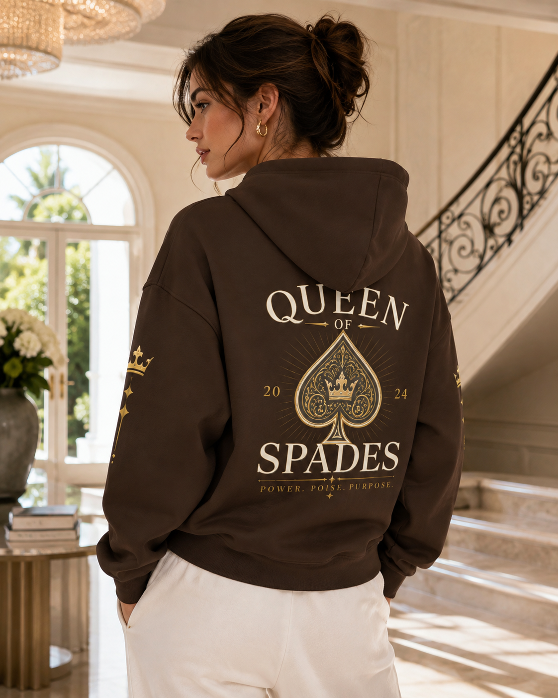 Queen of Spades Unisex Kapuzenjacke – Schwarzer QOS Hoodie mit Reißverschluss