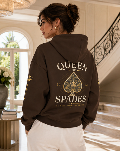 Queen of Spades Unisex Kapuzenjacke – Schwarzer QOS Hoodie mit Reißverschluss