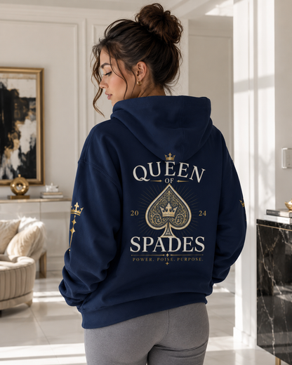 Queen of Spades Unisex Kapuzenjacke – Schwarzer QOS Hoodie mit Reißverschluss