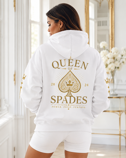 Queen of Spades Unisex Kapuzenjacke – Schwarzer QOS Hoodie mit Reißverschluss