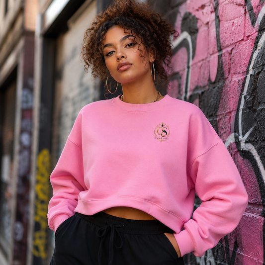 Queen of Spades Damen Sweatshirt mit Pik Spade-Logo, grüner Bio-Baumwoll-Rundhals-Pullover mit Fleece-Innenseite, modisch und bequem.