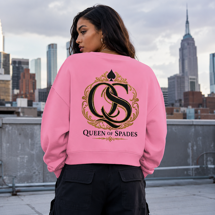 Queen of Spades Damen Sweatshirt mit Pik Spade-Logo und weicher Bio-Baumwolle in Regular Fit
