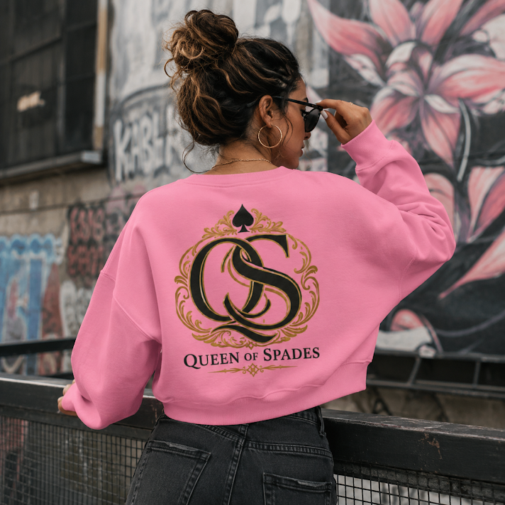 Queen of Spades Damen Sweatshirt mit Pik Spade-Logo und weicher Fleece-Innenseite