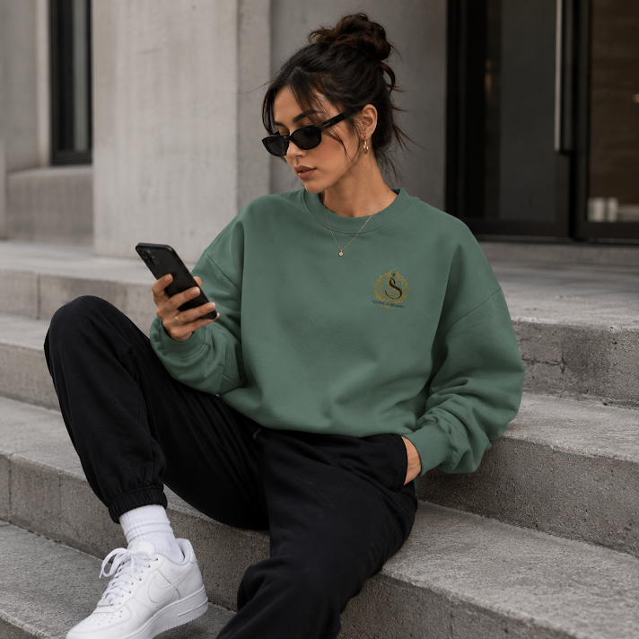 Queen of Spades Damen Sweatshirt mit Spade-Logo und weichem Bio-Baumwoll-Fleece