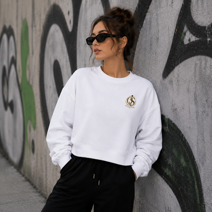 Queen of Spades Damen Sweatshirt mit Rundhalsausschnitt und dezentem Pik-Logo in Bio-Baumwolle