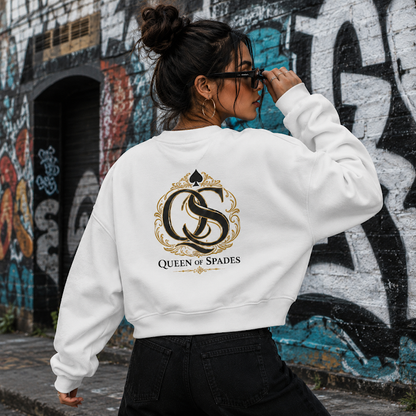 Queen of Spades Damen Sweatshirt mit Pik Spade-Logo und Rundhalsausschnitt aus Bio-Baumwolle