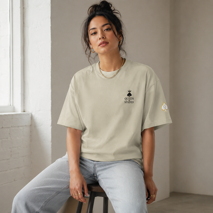 Queen of Spades Oversized T-Shirt in faded Vintage-Look mit Pik Spade-Logo und kastiger Passform