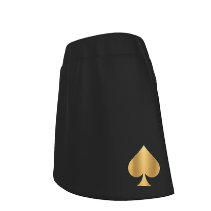 Queen of Spades Sportrock aus weichem Polyester mit integrierten Shorts, mittlerer Taille und elegantem, figurbetontem Schnitt – ideal für Training und Freizeit. Goldenes Pik