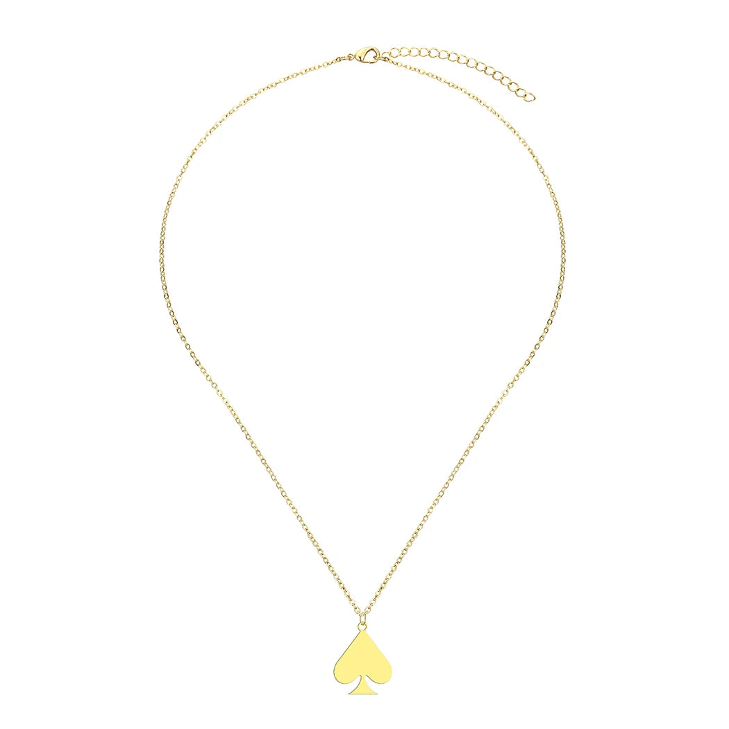 Goldfarbene Halskette komplett abgebildet mit Pik Symbol ￼