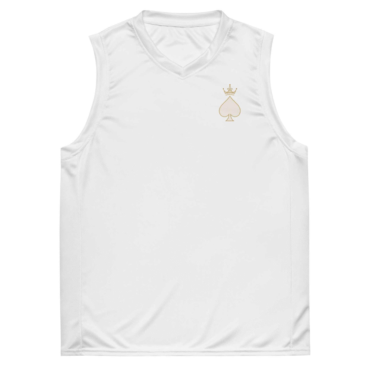 Queen of Spades Unisex Basketball Trikot mit recyceltem Material und Spade-Logo in Weiß und Schwarz