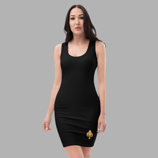Queen of Spades Bodycon Kleid Schwarz mit goldenen Details - Queen - of - Spades - Store