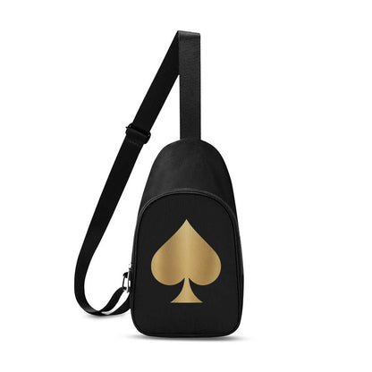 Queen of Spades Brusttasche schwarze Stofftasche mit verstellbarem Schulterriemen und Reißverschluss