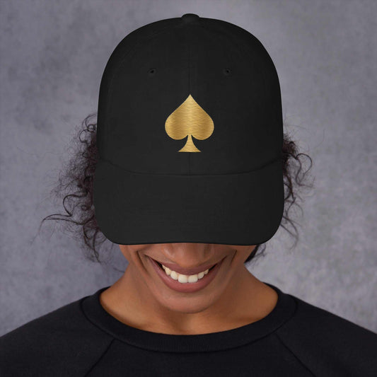 Queen of Spades Cap Goldenes Pik Schwarz/Weiß Accessoires - Queen - of - Spades - Store
