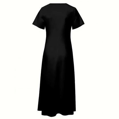 Queen of Spades Elegantes Jersey Kleid mit V Ausschnitt und Seitenschlitz - Queen - of - Spades - Store