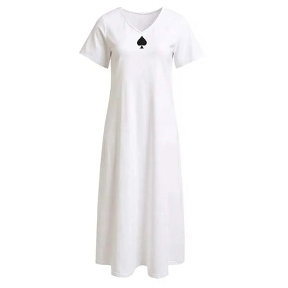 Queen of Spades Elegantes Jersey Kleid mit V Ausschnitt und Seitenschlitz - Queen - of - Spades - Store