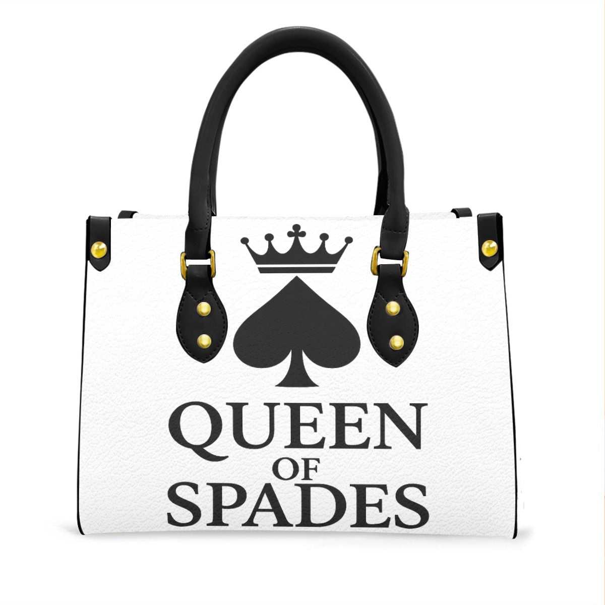Queen of Spades Handtasche elegante schwarze PU-Ledertasche mit Reißverschluss und Gold-Spade-Design