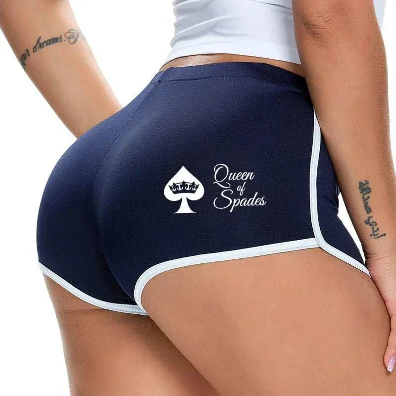 Queen of Spades Hot Pants mit QoS Pik-Symbol, figurbetont, bequem, sexy, unisex, verschiedene Größen