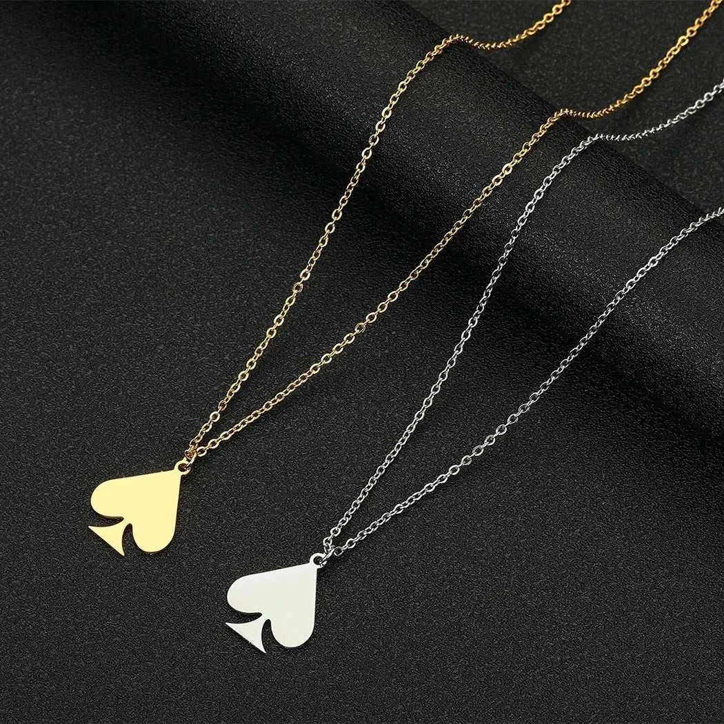 Queen of Spades Hotwife Edelstahl Halskette mit Pik Qos Anhänger in Gold und Silber