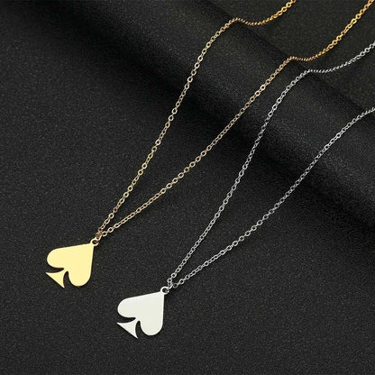 Queen of Spades Hotwife Edelstahl Halskette mit Pik Qos Anhänger in Gold und Silber