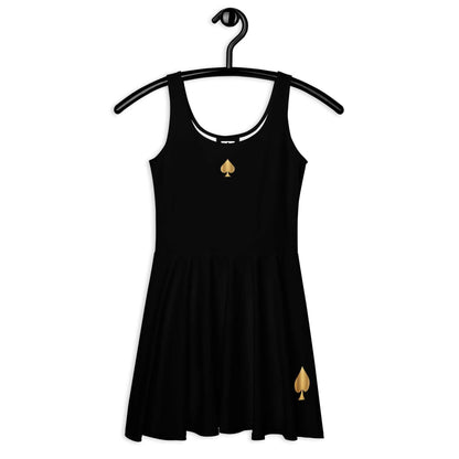 Queen of Spades Skaterkleid Schwarz mit goldenen Pik - Symbolen - Queen - of - Spades - Store