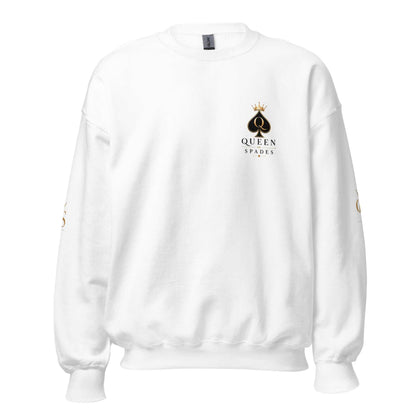 Queen of Spades Unisex Sweatshirt mit klassischem Rundhals und dezentem Spade-Logo in Indigo Blue