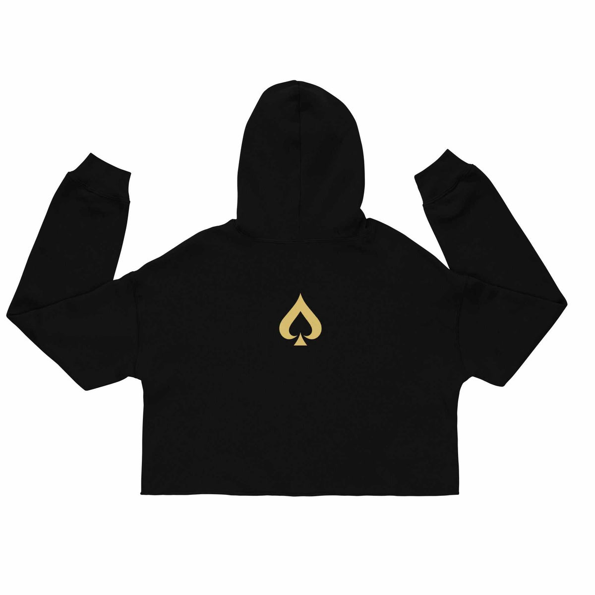 Damen Queen of Spades Hoodie mit schwarzem Spade-Logo und cropped Schnitt aus weichem Fleece