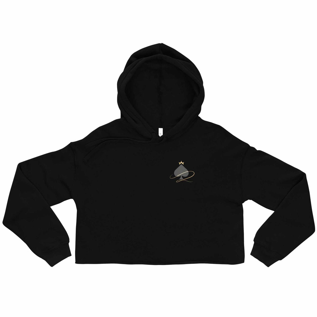 Queen of Spades Hoodie Damen Crop Hoodie mit Pik Spade-Logo und Kapuze in modernem Streetwear-Stil