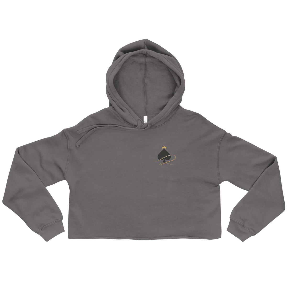 Queen of Spades Hoodie Damen in schwarzem Cropped Design mit Pik Spade Logo und Kapuze