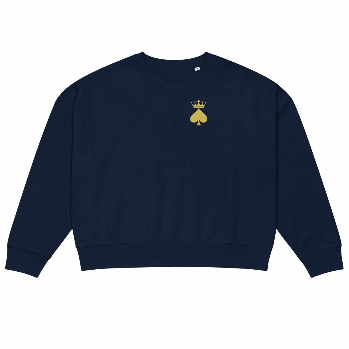 Queen of Spades Damen Bio-Sweatshirt mit Pik Spade-Logo und Rundhalsausschnitt in Schwarz