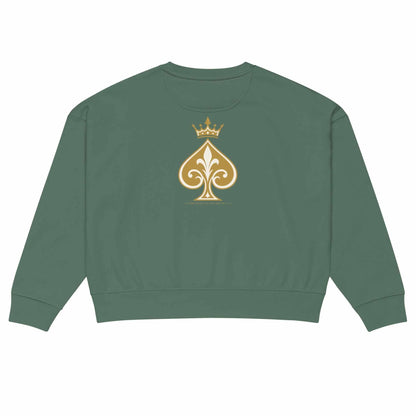 Queen of Spades Damen Sweatshirt mit Pik Spade-Logo und Rundhalsausschnitt in Bio-Baumwolle