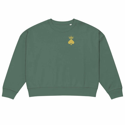 Queen of Spades Damen Sweatshirt mit Pik Spade-Logo, weich angerauter Fleece-Innenseite und Rundhalsausschnitt
